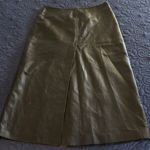 INC International Concepts Brown Leather Skirt. Falls below the knee (I’m 5’6).